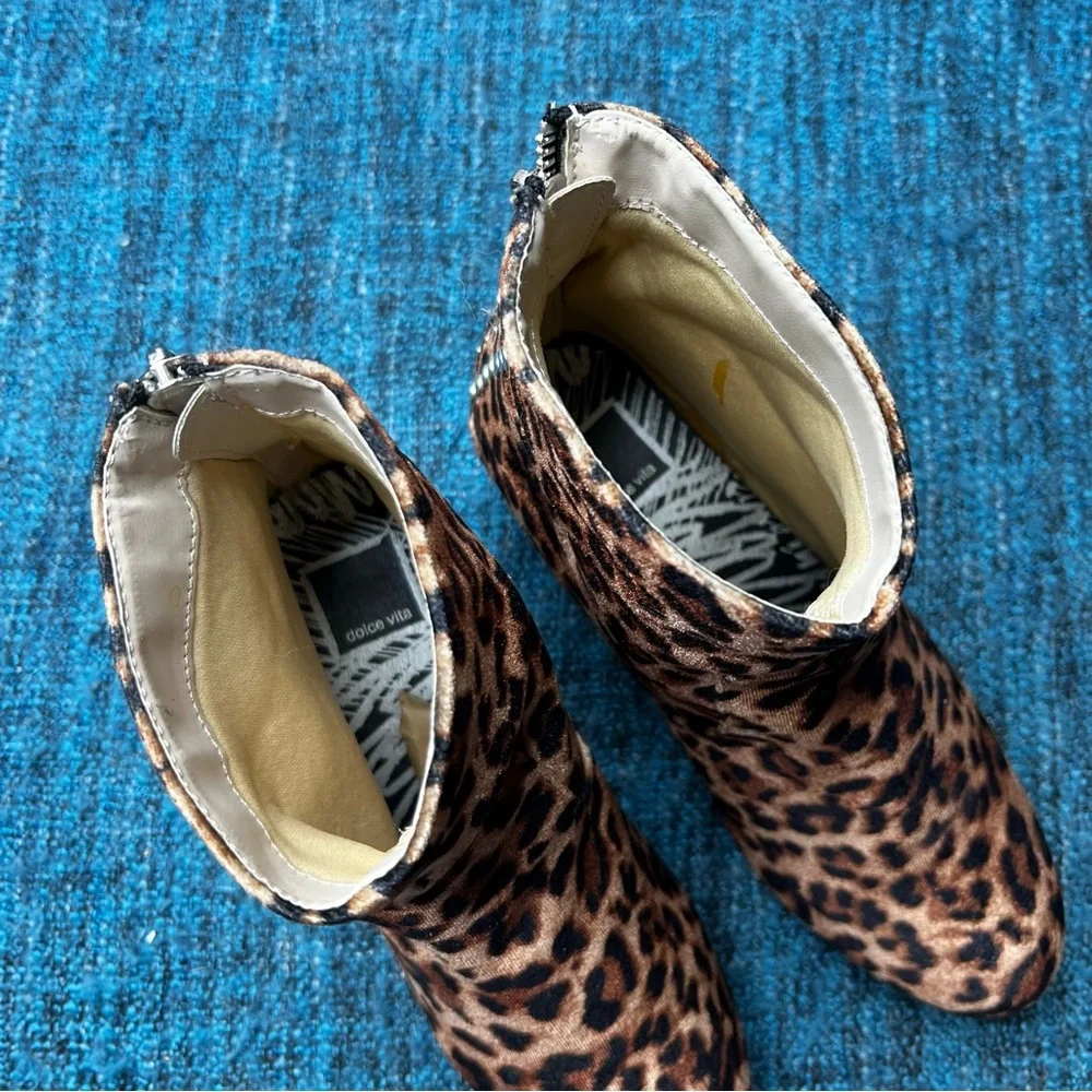 Dolce Vita Leopard Print Ankle Booties in Brown Black